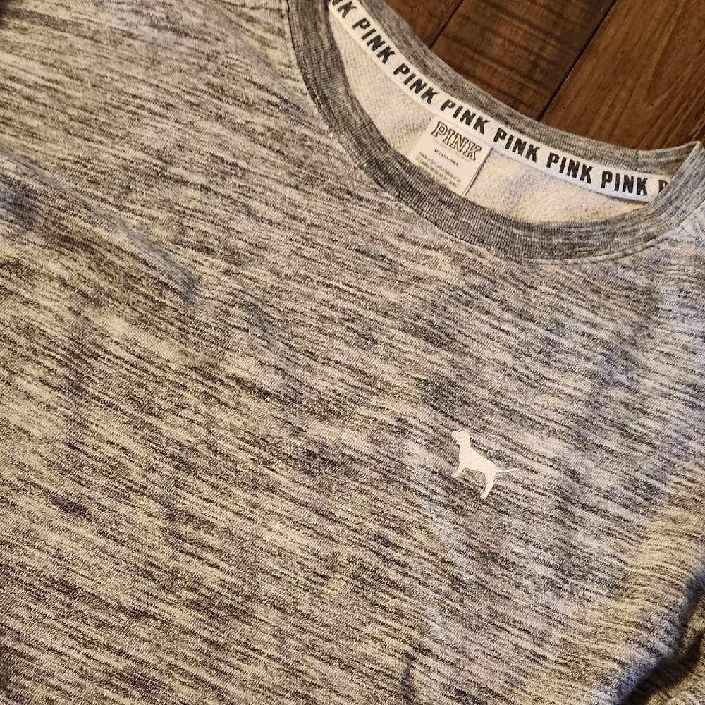 Victoria's Secret PINK Campus Heathered Gray Long Sweatshirt